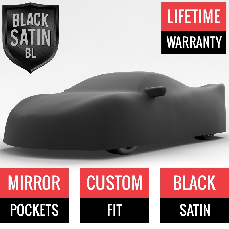 Black Satin BL - Black Car Cover for Chevrolet Corvette 2024 Coupe 2-Door with HIGH Wing Spoiler